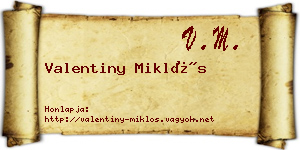 Valentiny Miklós névjegykártya